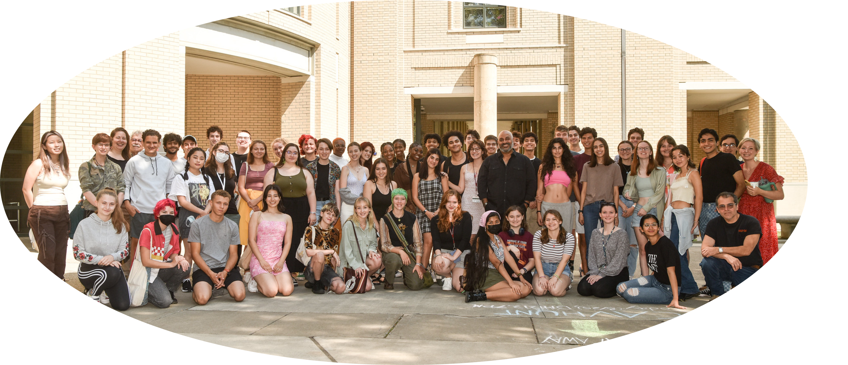 School of Drama students outside of the Purnell Center for the Arts